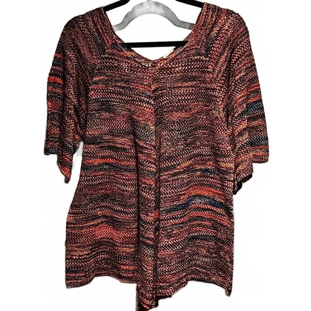 Open weave vibrant short sleeve sweater size M to L